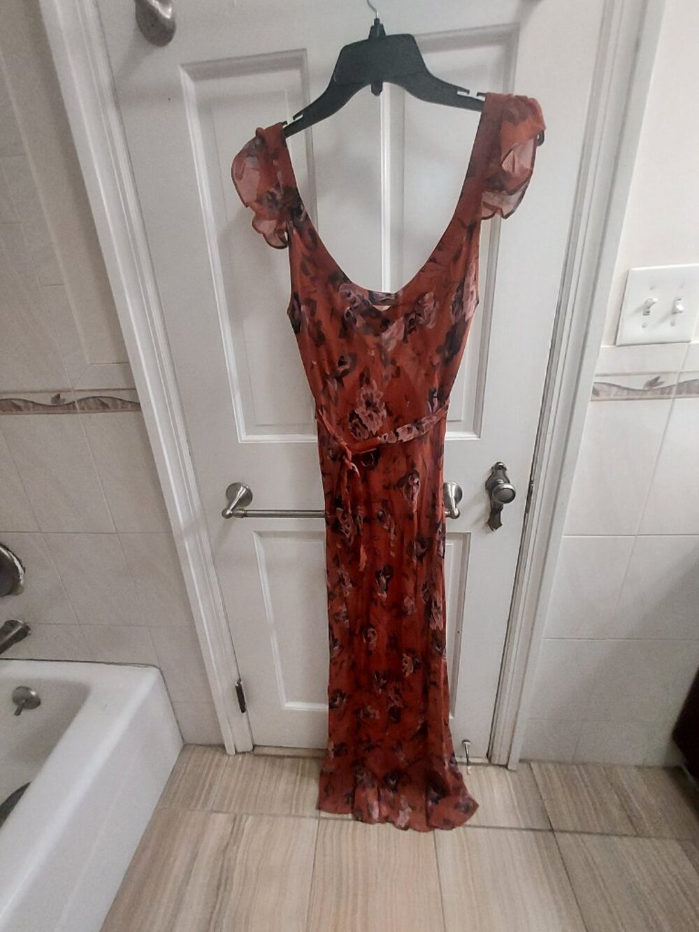 Realisation Par Lila Rosa Orange Red Maxi Floral Sleeveless Scoop Neck Dress - Picture 10 of 10